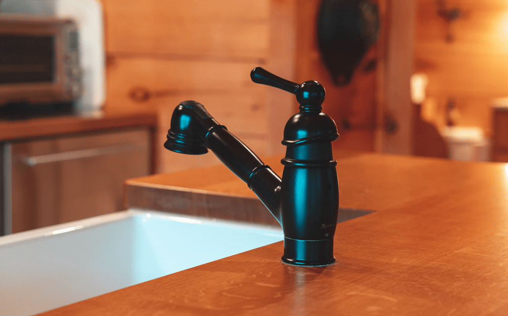 black metal faucet