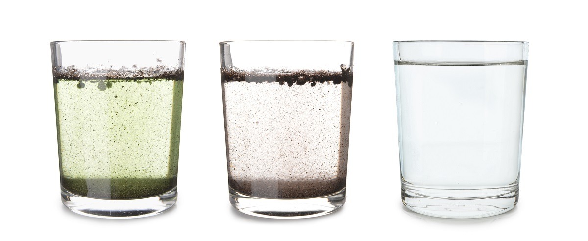 glasses with clean and dirty water