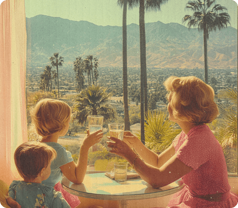 Family in Palm Spring enjoying their AC system during the hot summer.